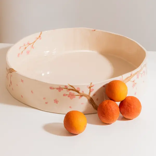 Pink Cherry Oval Plate