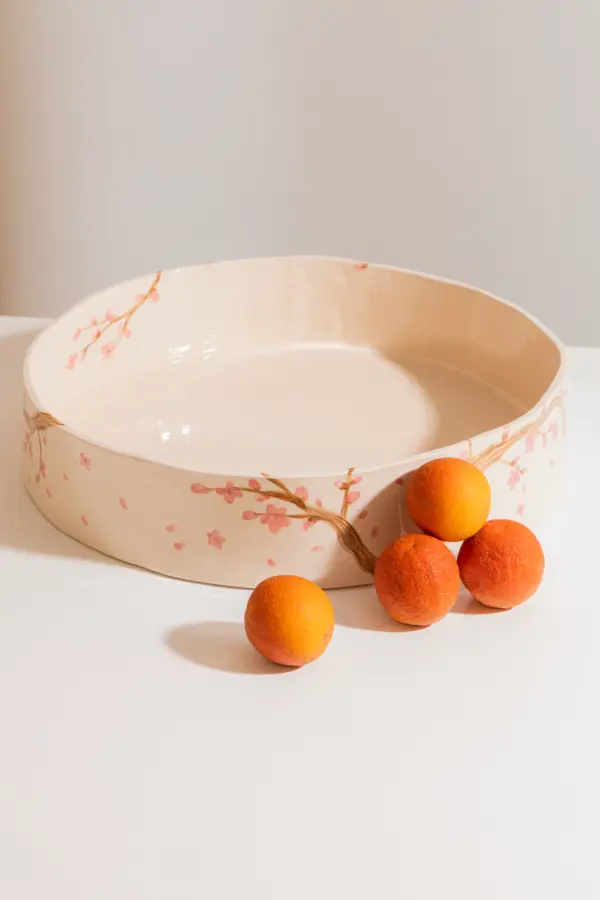 Pink Cherry Oval Plate