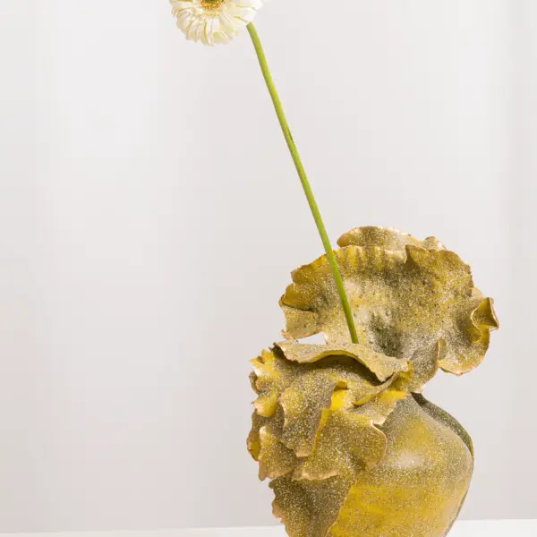 Green Vase with Gold Detail