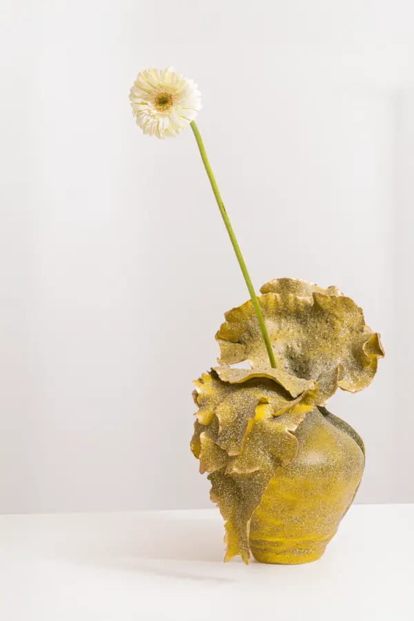 Green Vase with Gold Detail