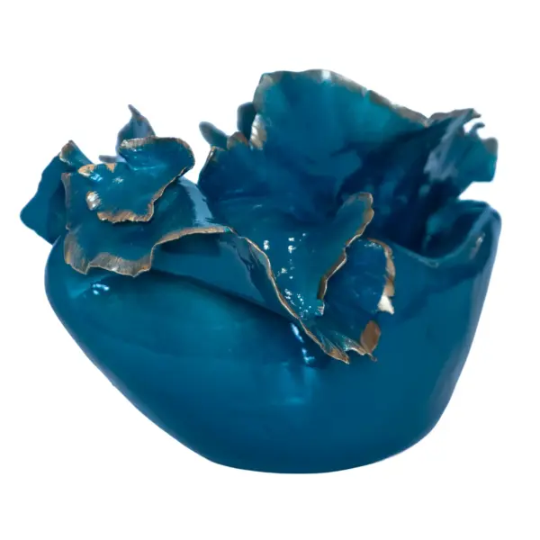 Blue Bowl with Gold Rim